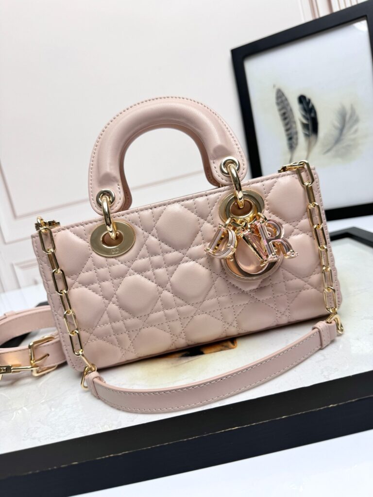 Dior- Lady D-Joy Bag-Pink Lambkins