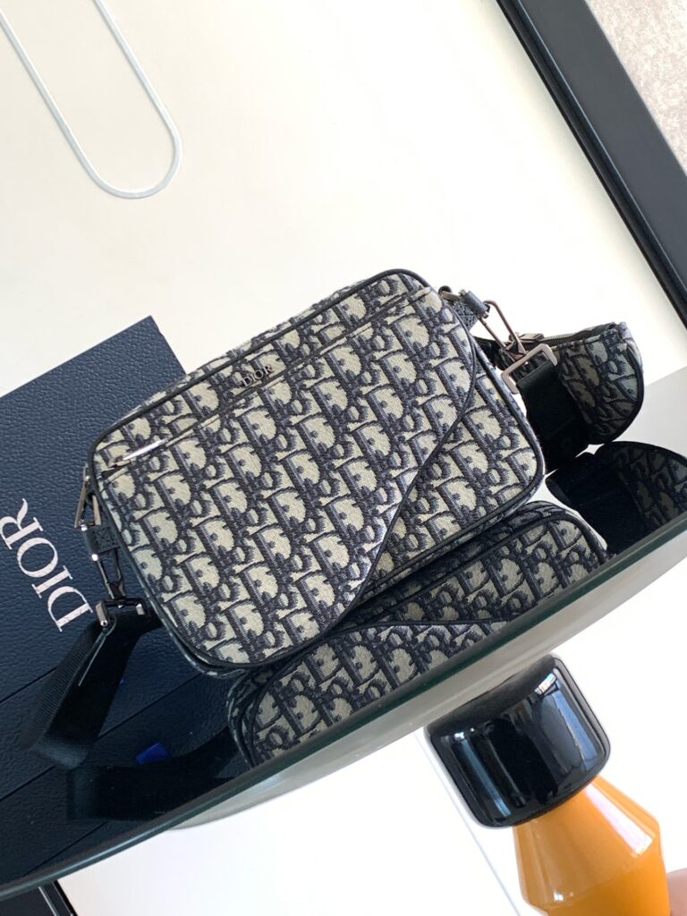 Dior-Saddle/Message Bag-Men's-Classic Navy Blue Oblique-3 Bags