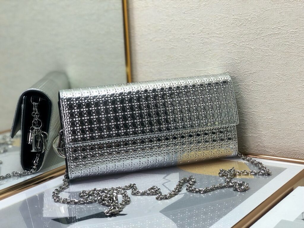 Dior-Chain Clutch-Silver
