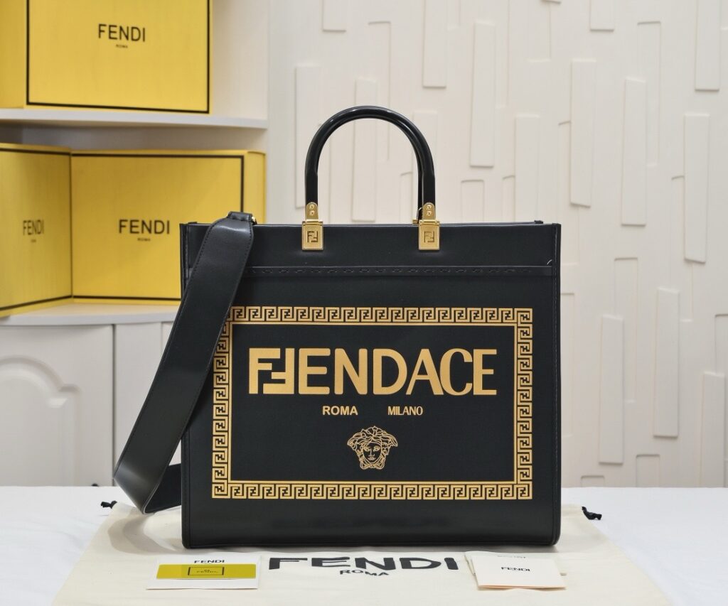 Fendi-Shine Tote-Fendace-Lambskin-Medium