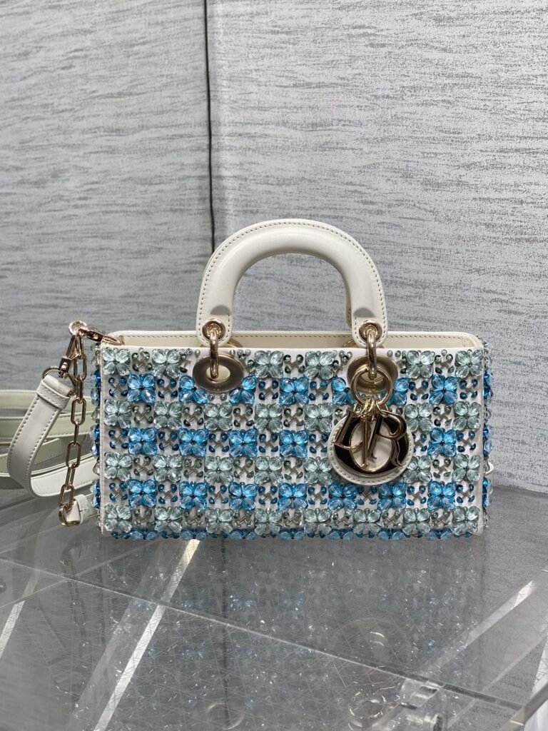 Dior- Lady D-Joy Bag-Limited Edition Heavy Beads-Blue