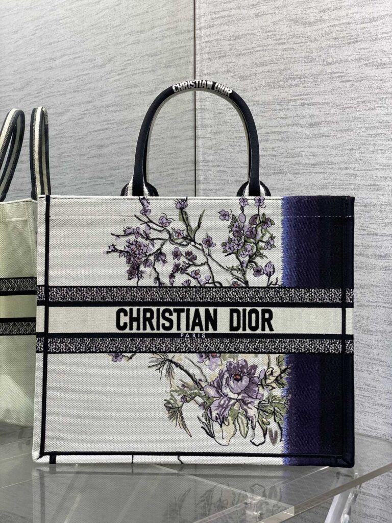 Dior- Book Tote- Purple Flowers