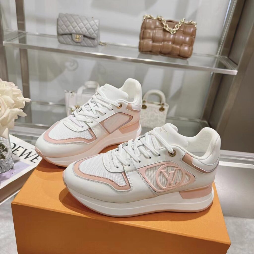 LV Woman Sneakers Pink&White