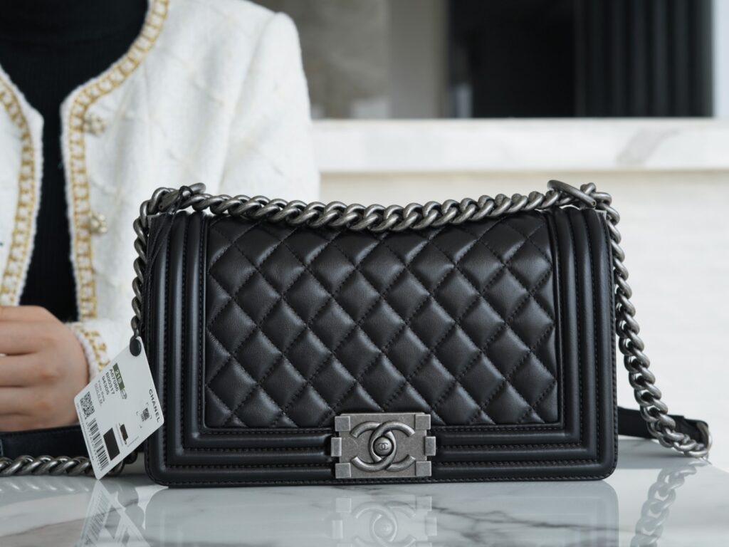 Chanel-Le boy-Black and Silver buckle-medium
