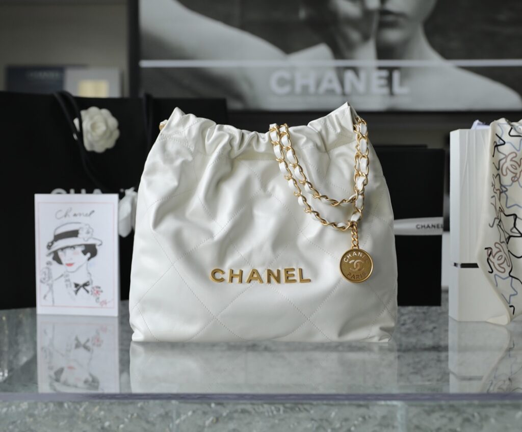 Chanel-22 bag-White-Gold buckle-Small
