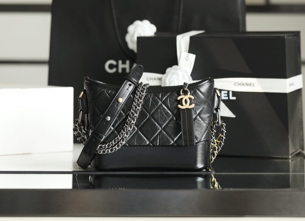 Chanel-Gabrielle hobobag-Black-Gold buckle