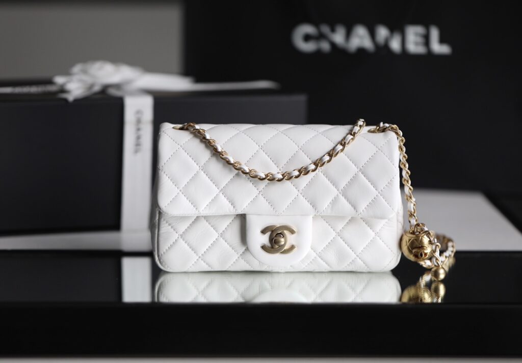 Chanel-Classic flap-White-Gold buckle