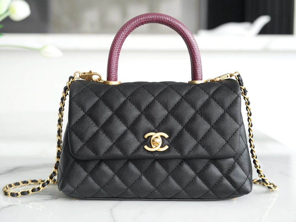 Chanel-Coco handle-Black and red-Gold buckle-Small