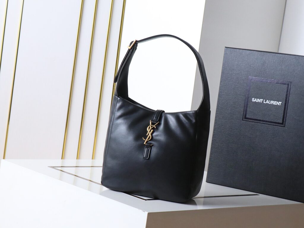 YSL-Leather Tote Bag-Black
