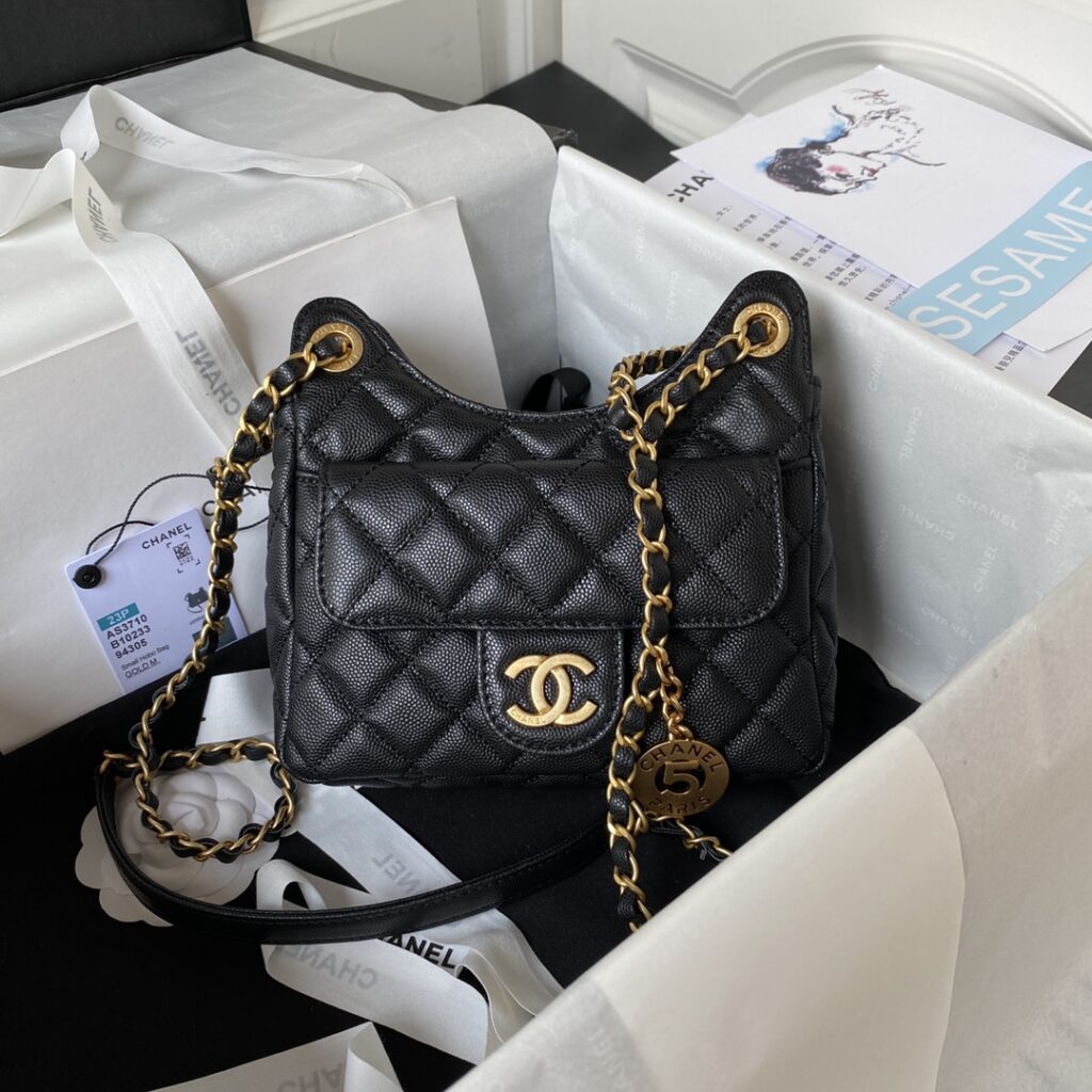 Chanel-23P-AS3710-Black-Gold buckle-Small