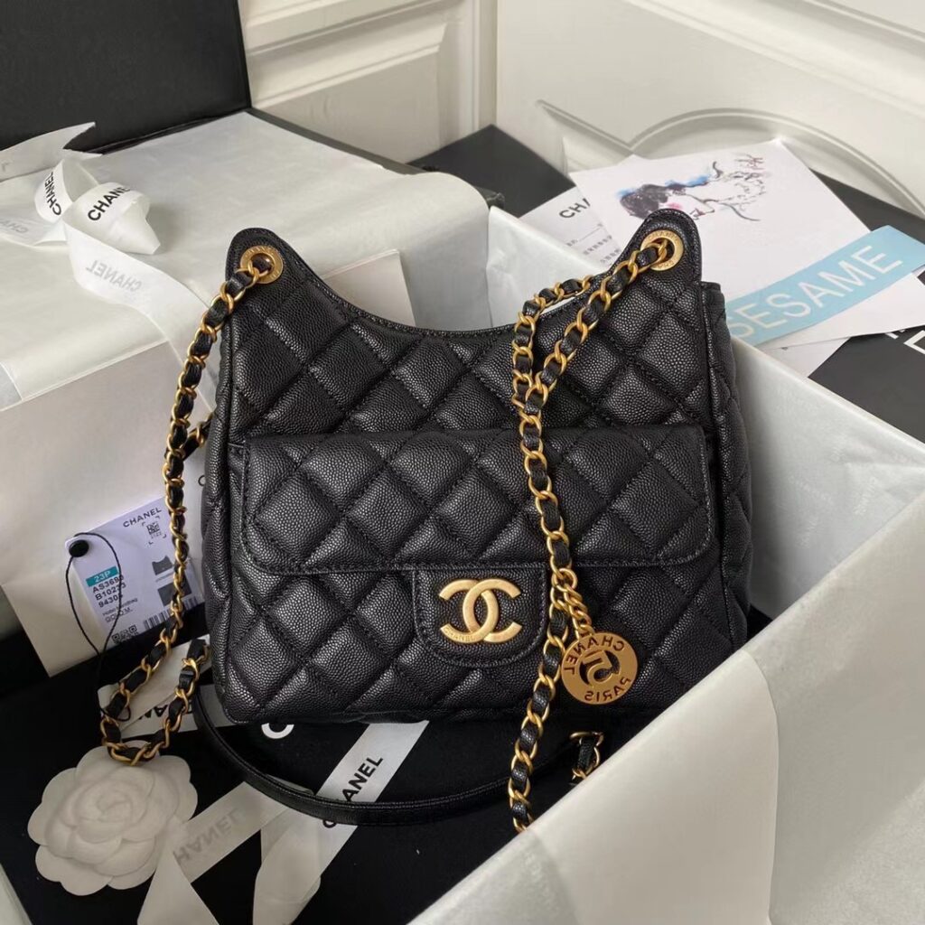 Chanel-23P-AS3710-Black-Gold buckle-Big