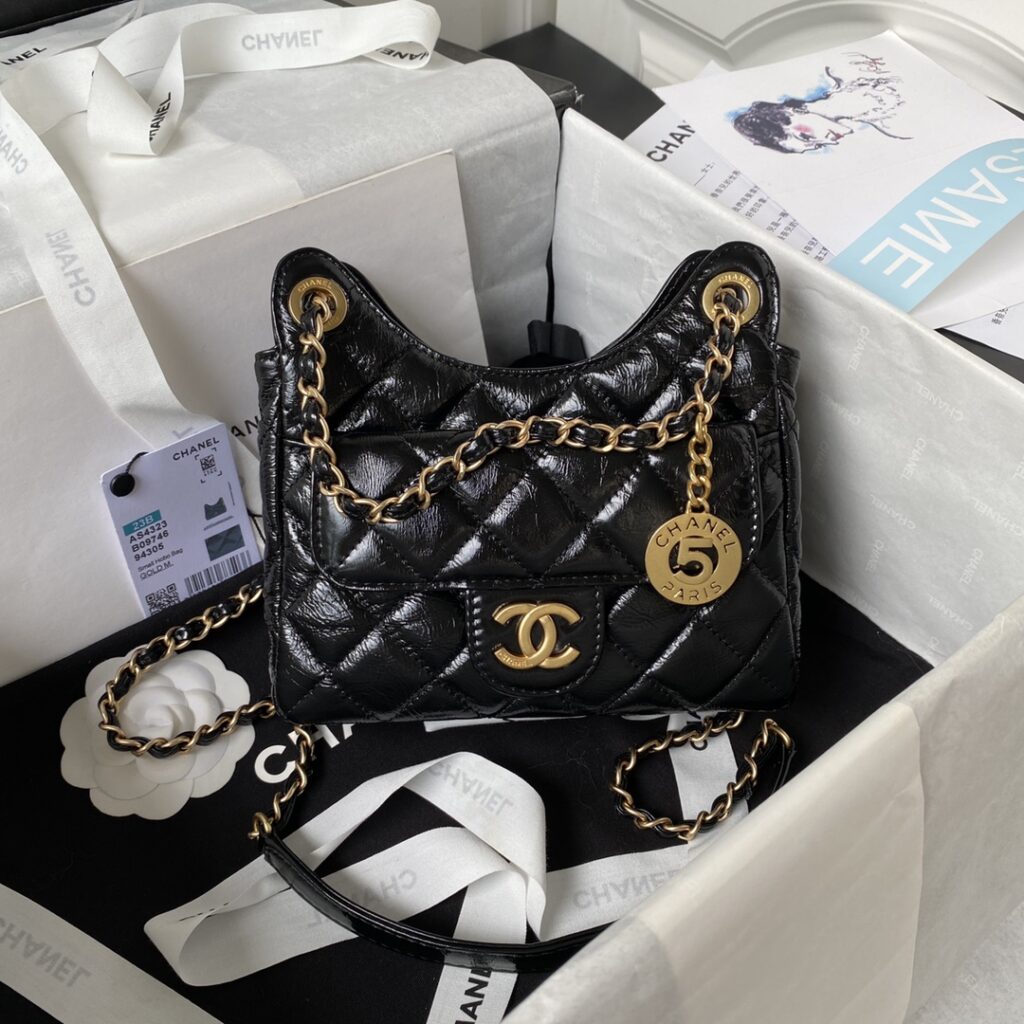 Chanel-23B-AS4323-Black-Gold buckle-Small
