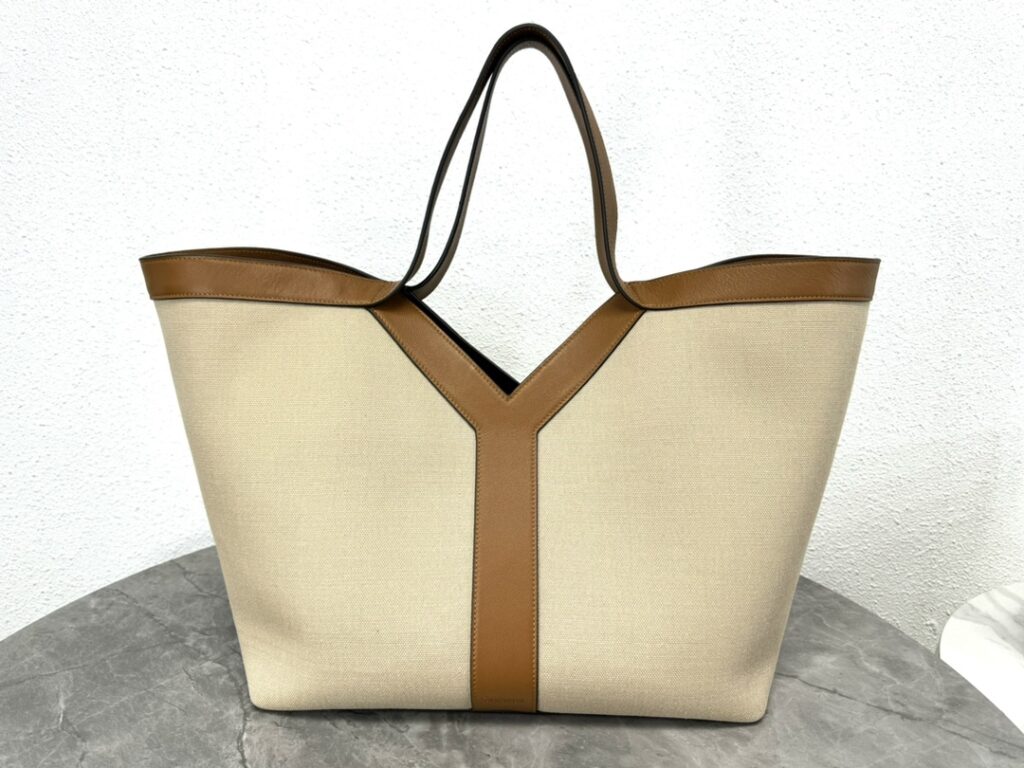 YSL-TOTEBAG-White & Brown