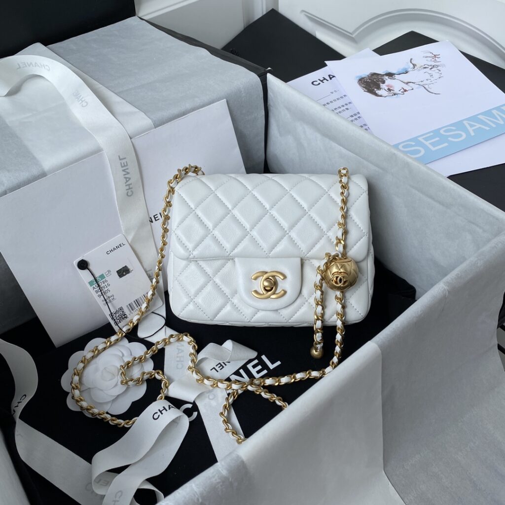 Chanel-CF mini-White-Gold buckle