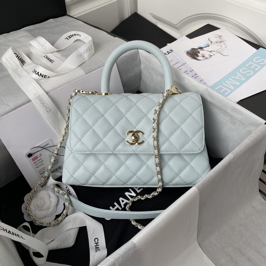 Chanel-Coco handle-Blue-Gold buckle-Small