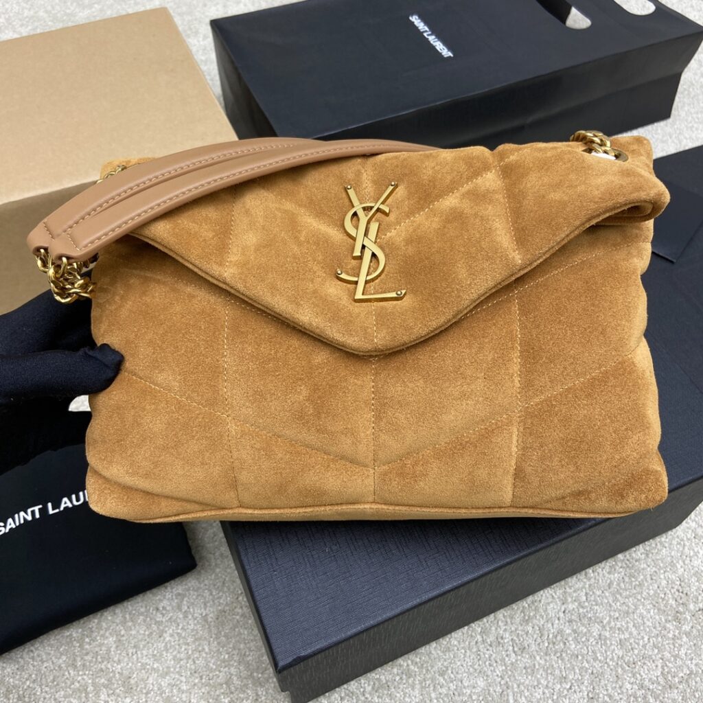 YSL-LOULOU PUFFER -BROWN
