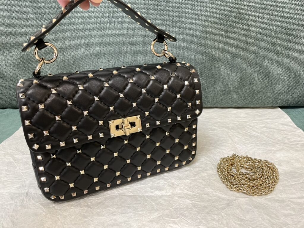 Valentino-Full nail handbag-black medium size