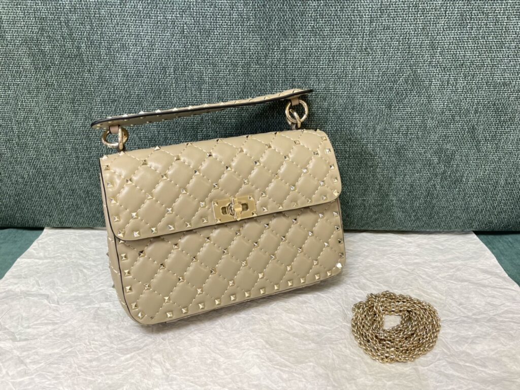 Valentino-Full Stud Handbag-Apricot Medium