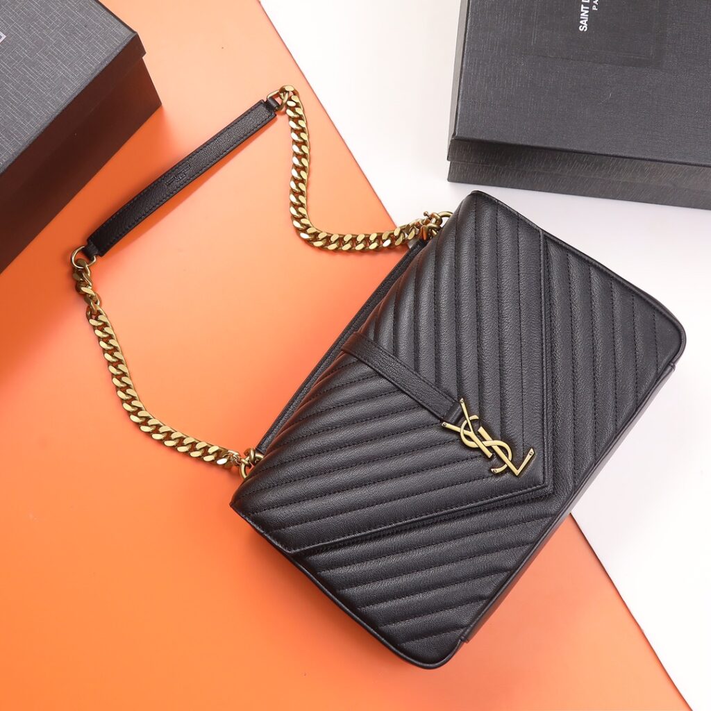 YSL-MONOGRAM-Black（Gold Logo）