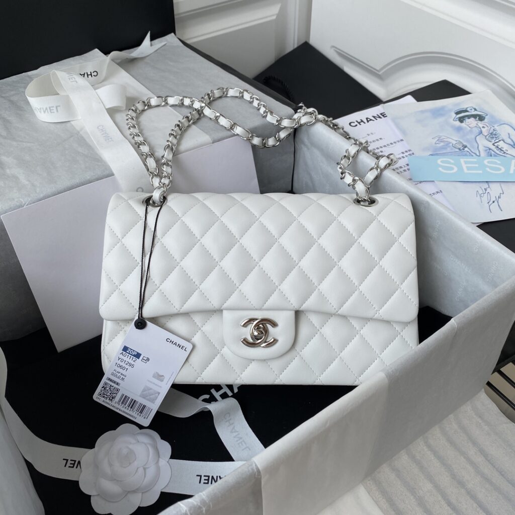 Chanel-Classic Flap-White-Silver buckle