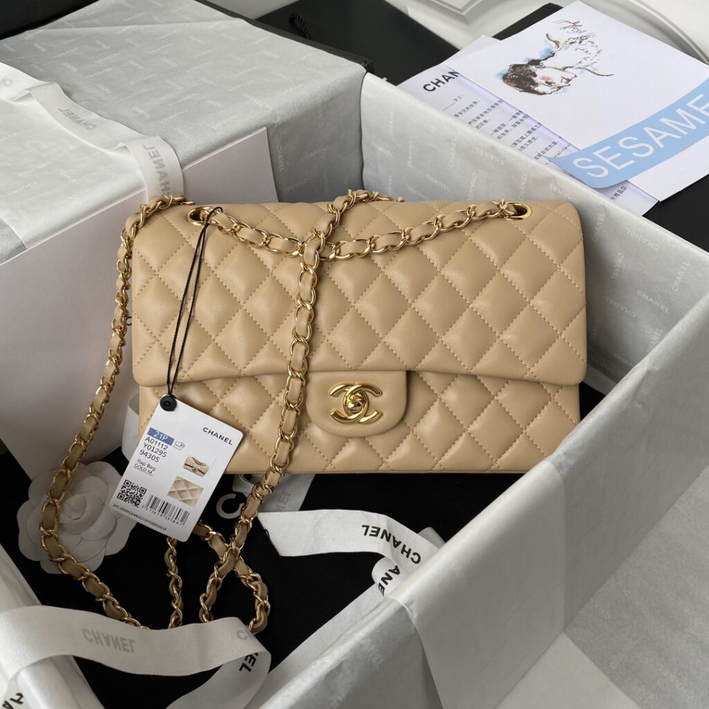 Chanel-Classic Flap-Apricot-Gold buckle