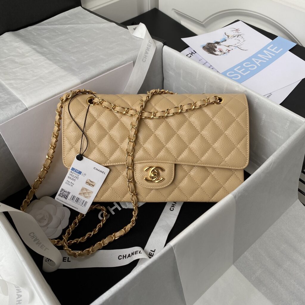 Chanel-Classic Flap-Apricot-Gold buckle