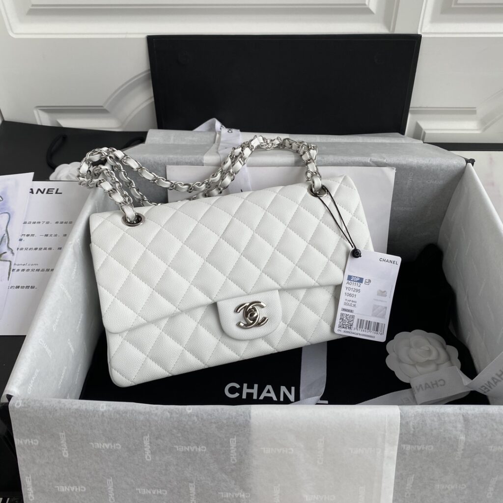 Chanel-Classic Flap-White-Silver buckle
