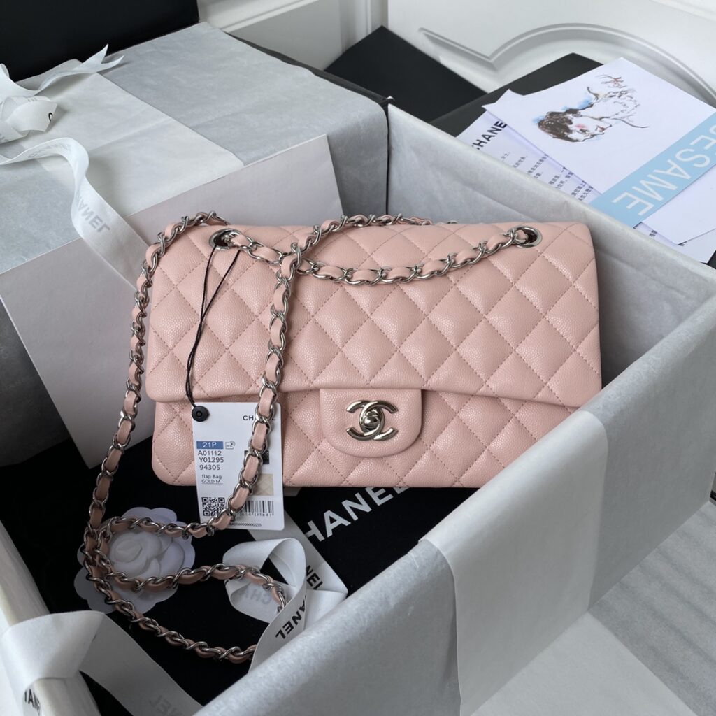 Chanel-Classic Flap-Pink-Silver buckle