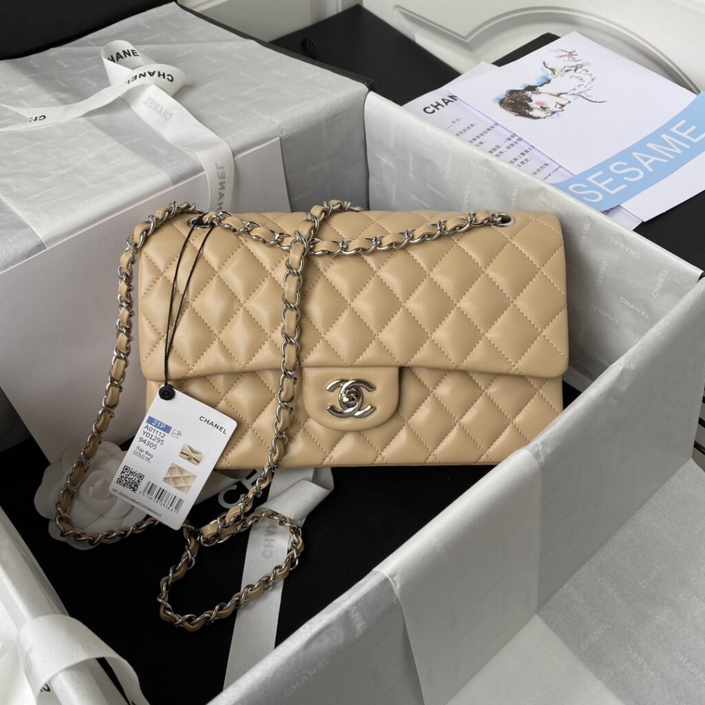 Chanel-Classic Flap-Apricot-Silver buckle