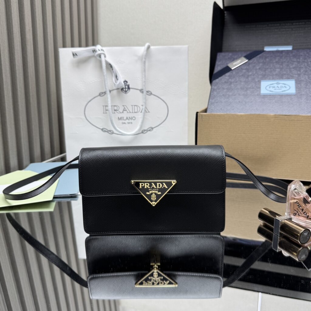 Prade-Saffiano Leather Mini-bag-Black-1BD386