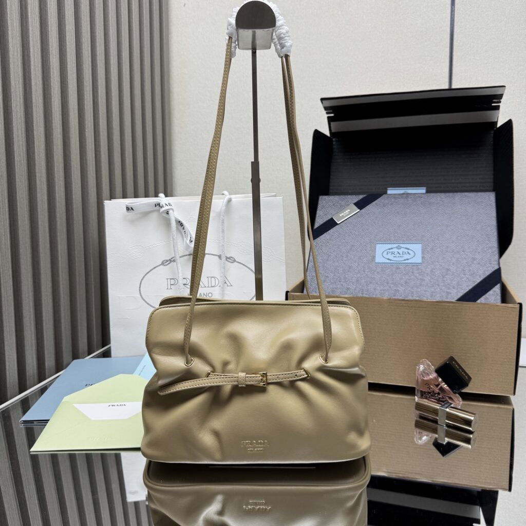Prada-Elegant Cloud Shoulder Bag-Beige-1BG586