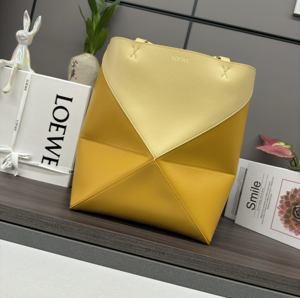 LOEWE- Puzzle Fold Tote-Brown & Yellow