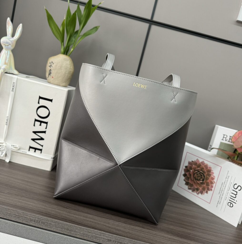 LOEWE- Puzzle Fold Tote-Silver & Black