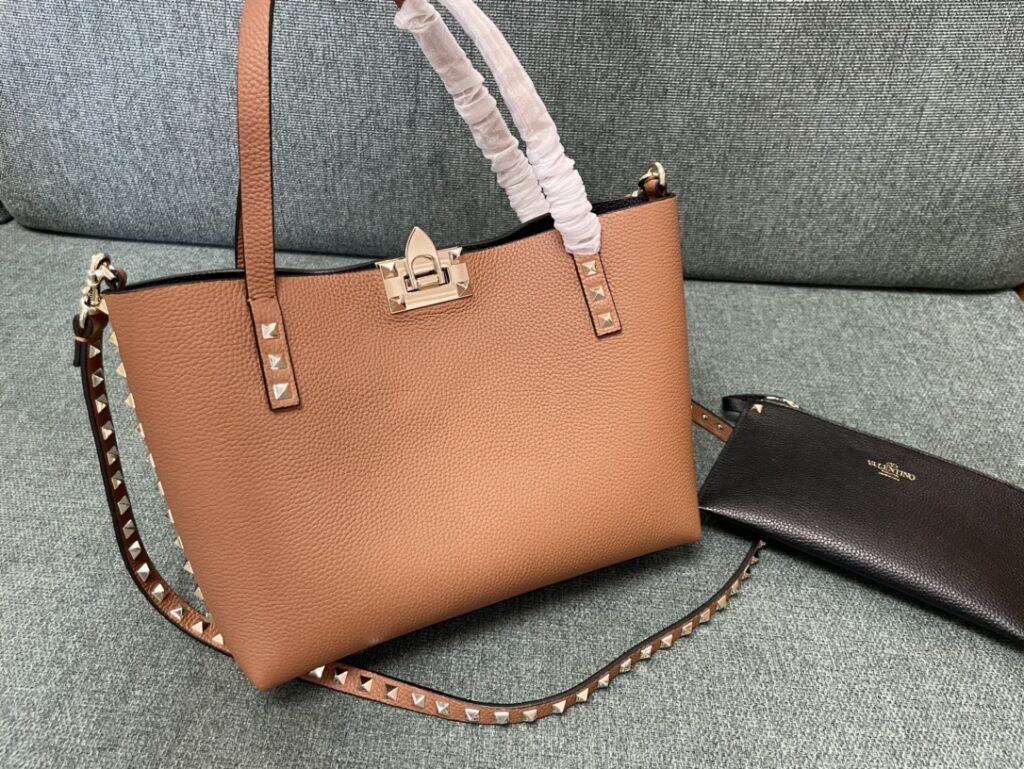 VALENTINO- Double-sided shopping bag-brown and black