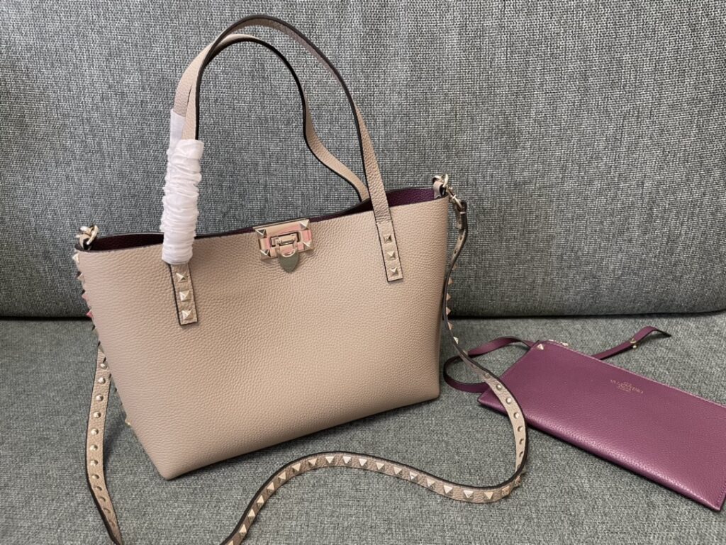 VALENTINO- Reversible Shopping Bag- Gray and Purple
