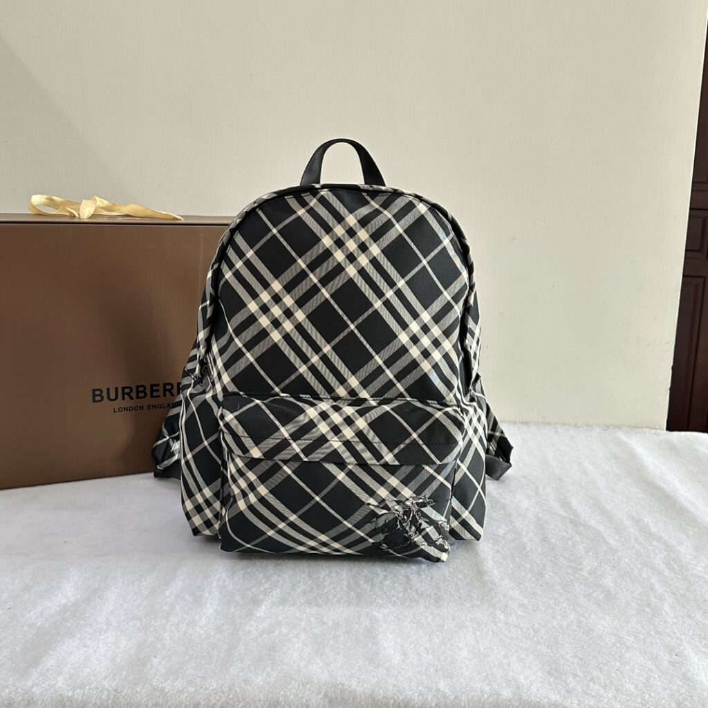 Burberry-Backpack-Black and white checkered