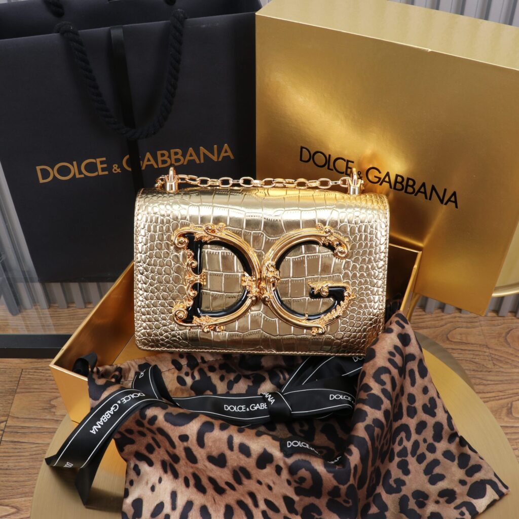 D&G-DG Girls-crocodile pattern gold
