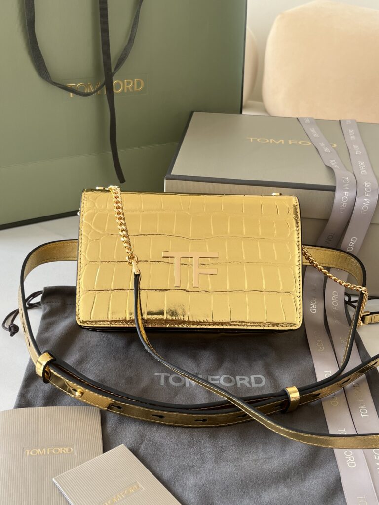 Tom Ford Disco Shoulder Bag-Crocodile Pattern-Purple