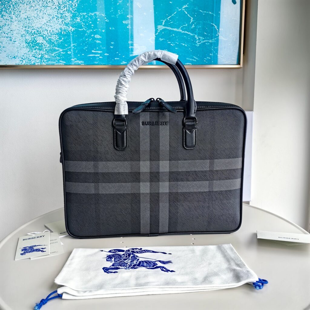 Burberry-Briefcase-Gray plaid-80732721