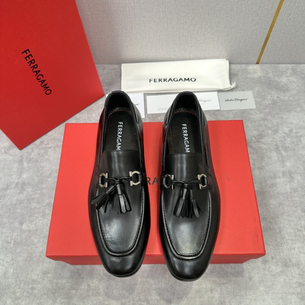 Ferragamo-Loafers-Mens-Leather-Black