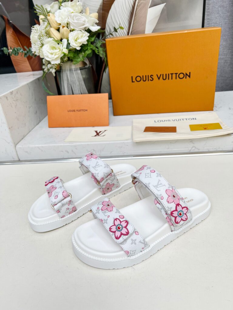 LV Woman Sandals White Flower