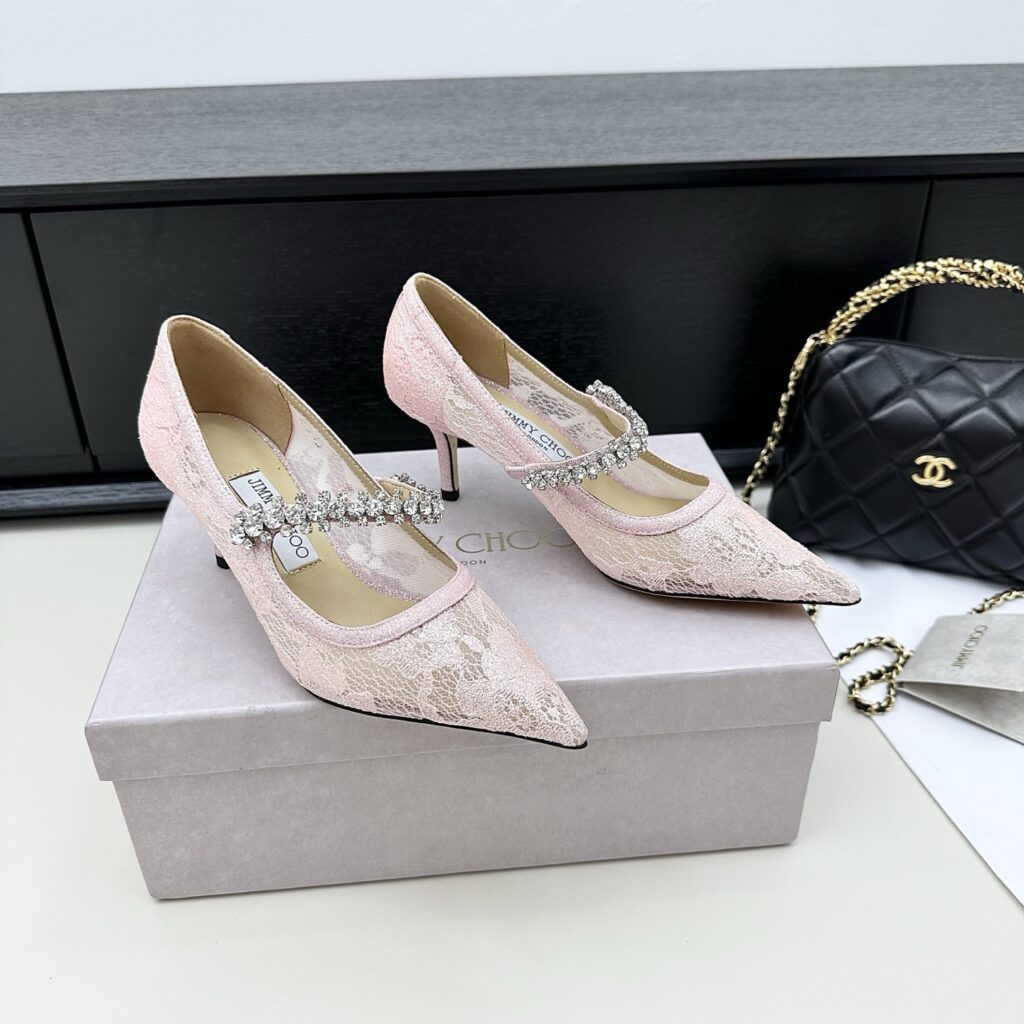 Jimmy Choo Heels 8.5cm Height Lace Pink（34-41）