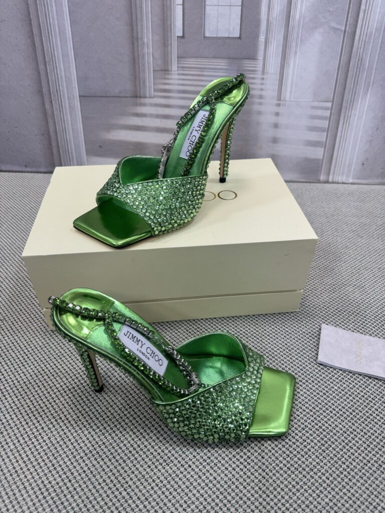 Jimmy Choo 8.5cm Heels BlingBling Green（35-41）