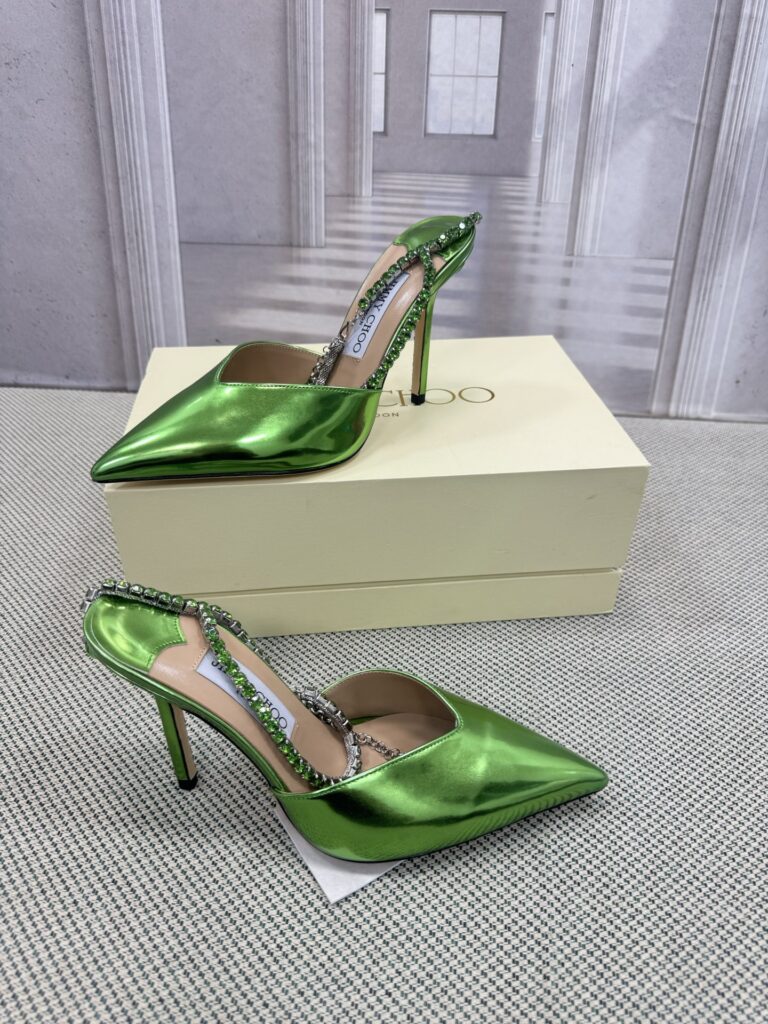Jimmy Choo Leather 8.5cm Height Heels Green（35-41）