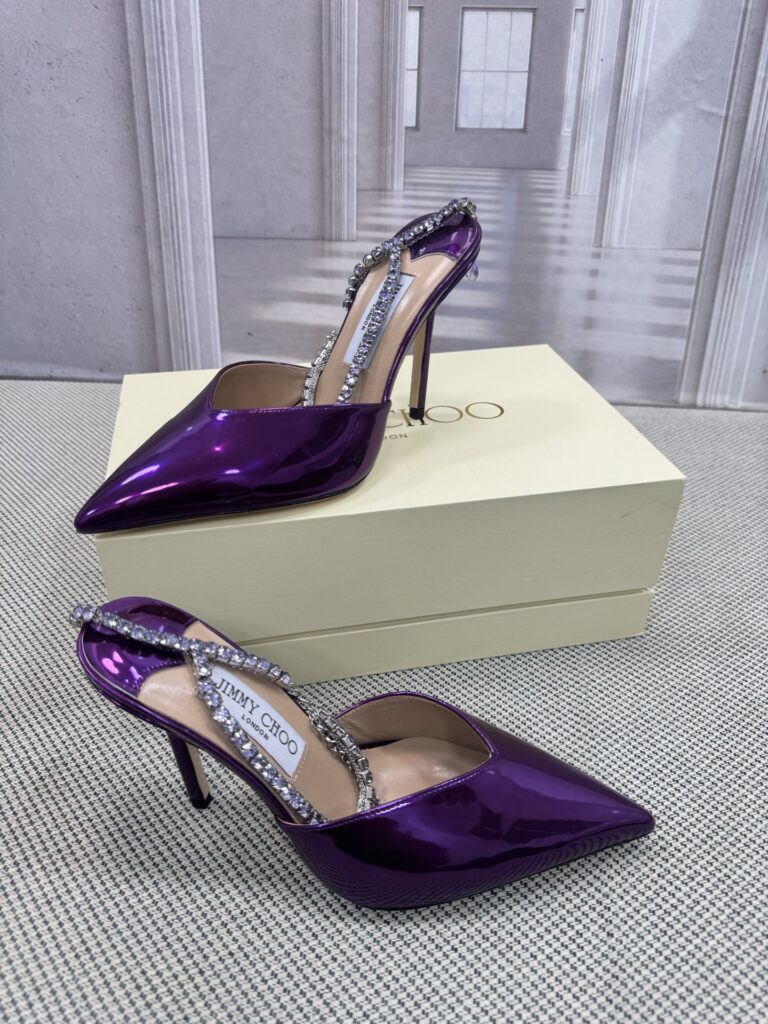 Jimmy Choo Leather 8.5cm Height Heels Purple（35-41）