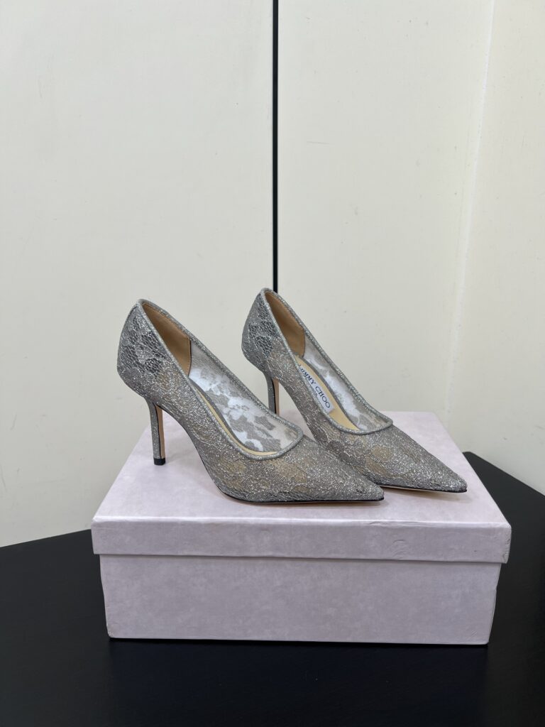 Jimmy Choo Mesh 8.5cm Height Heels Silver（35-41）
