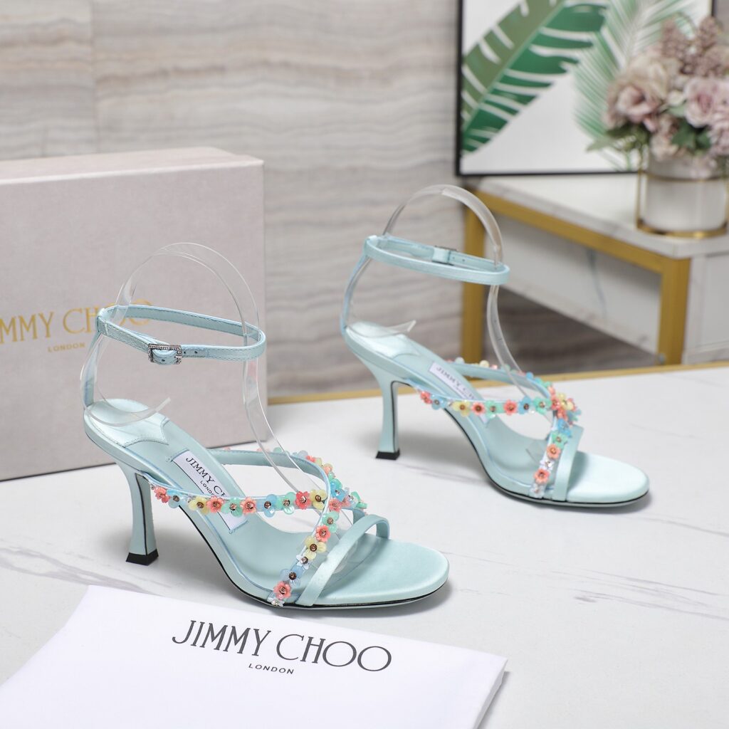 Jimmy Choo Leather 8.5cm Height Heels Light Blue（35-42）