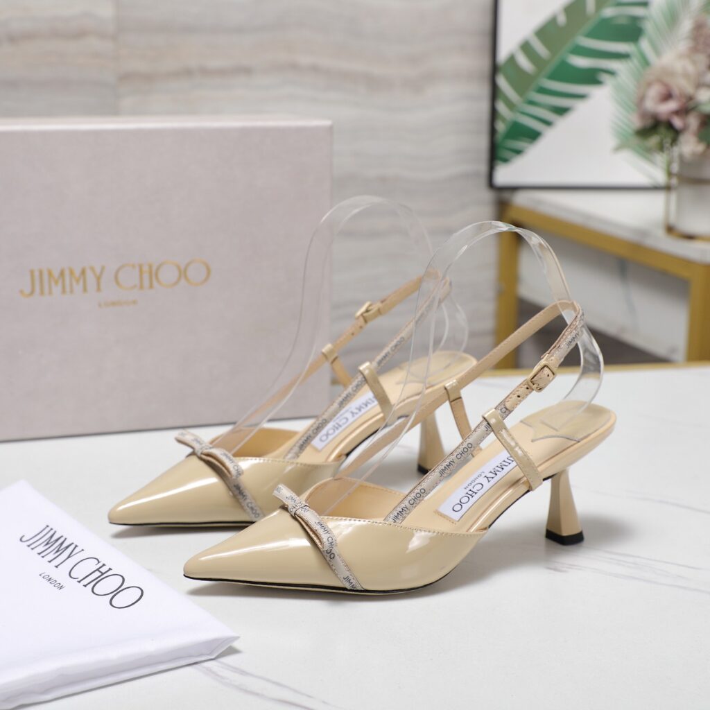 Jimmy Choo Leather 6.5cm Height Heels Beige（35-42）