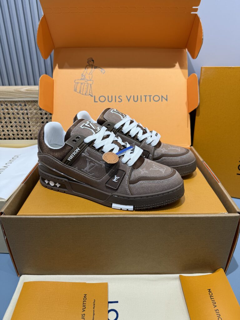 Lv-Trainer-Sneakers-Brown Demin-Man